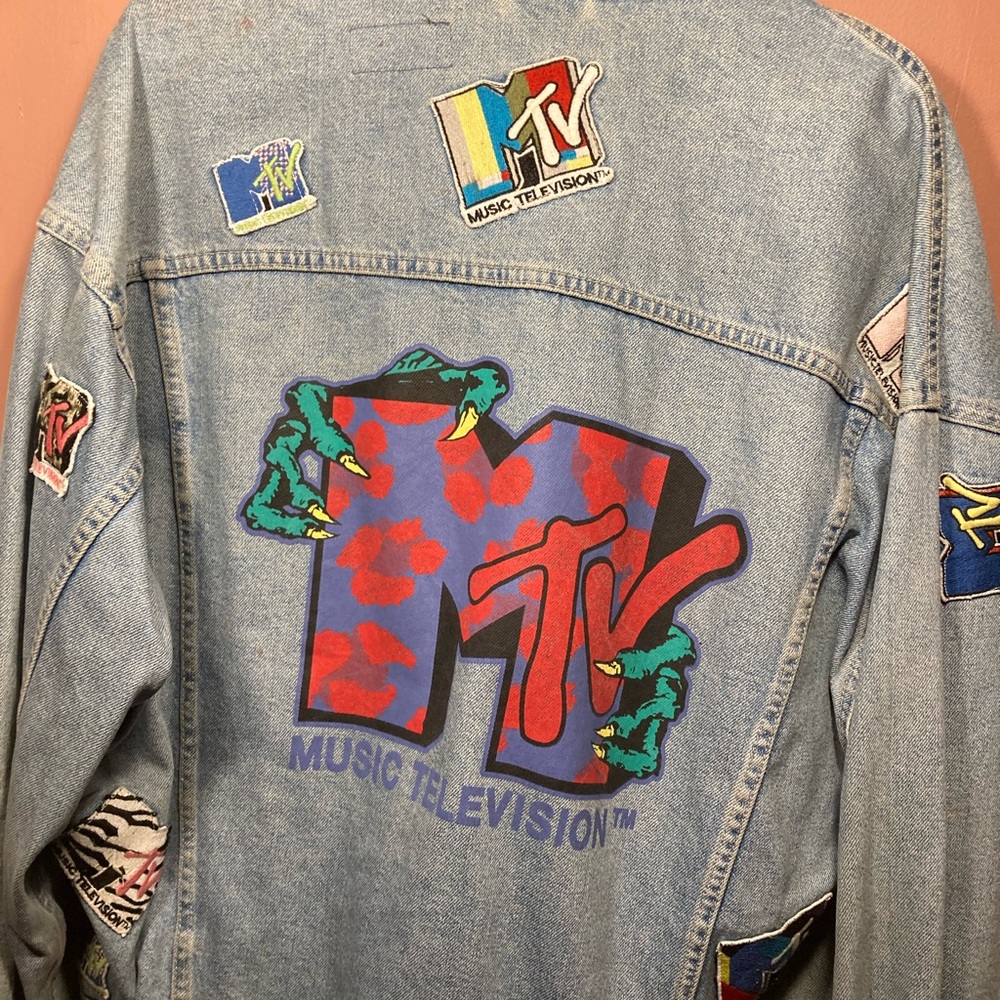 Men's Blue X Mtv Oversized Denim Jacket With Embroidery